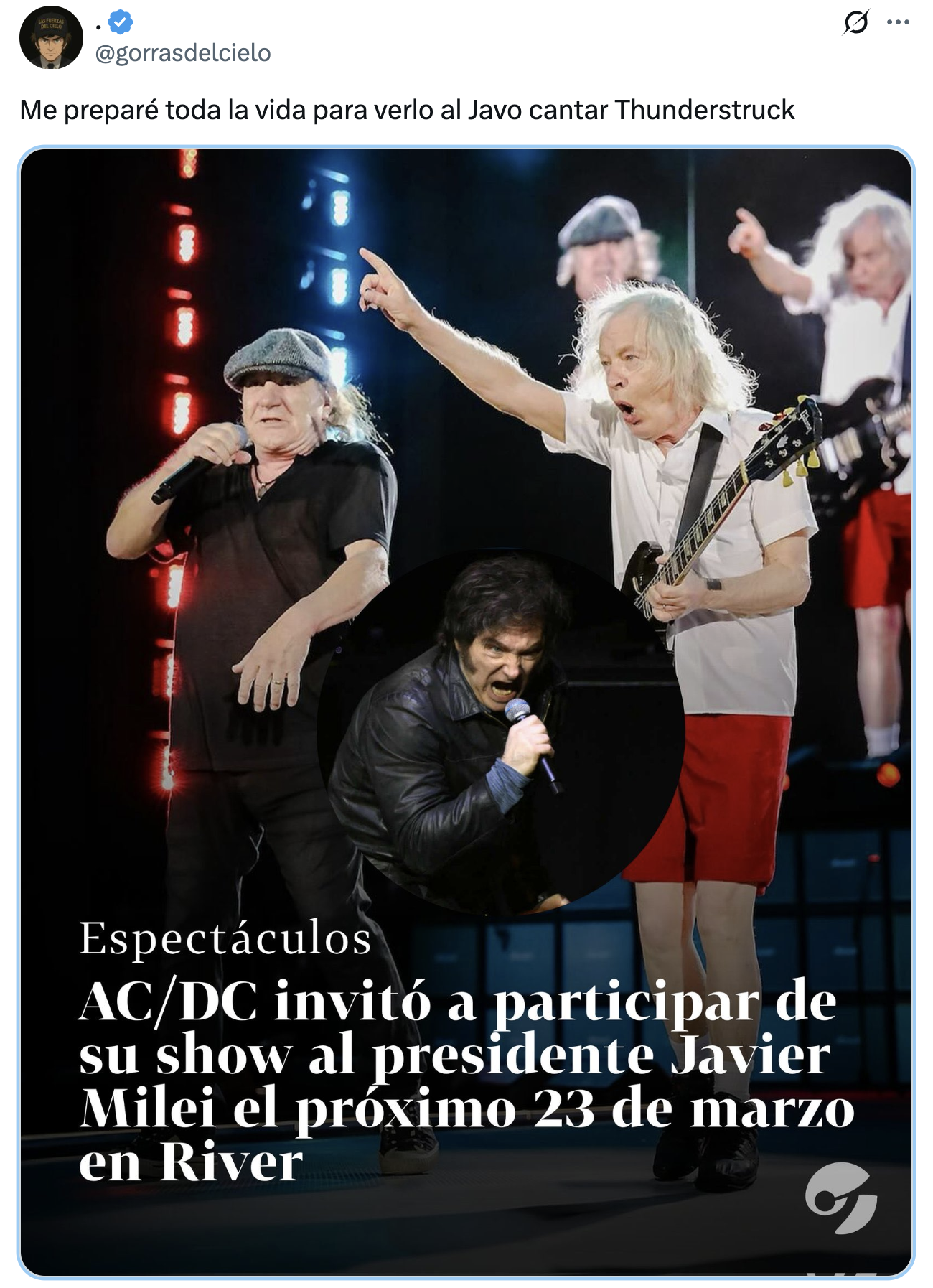 Noticia "fake" compartida por Milei